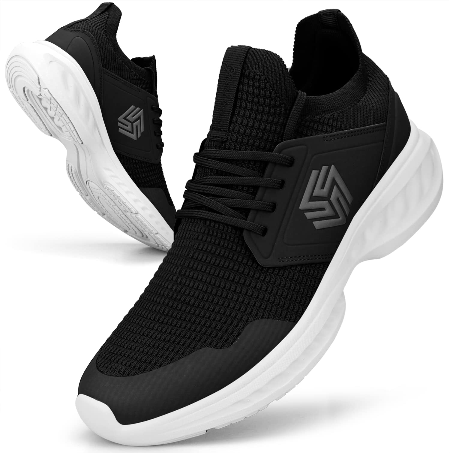 Giniros Mens Trainers Running Walking Shoes Lightweight Sport Athletic Gym Fitness Fashion Training Sneakers Casual Comfortable Breathable Flat Mesh Tennis Shoes Outdoor Jogging