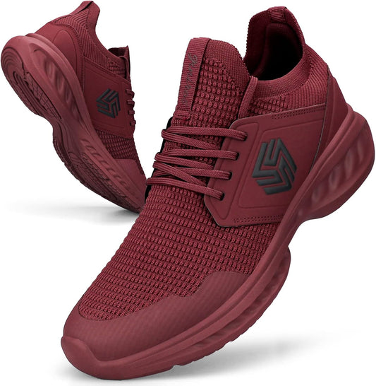Giniros Mens Trainers Running Walking Shoes Lightweight Sport Athletic Gym Fitness Fashion Training Sneakers Casual Comfortable Breathable Flat Mesh Tennis Shoes Outdoor Jogging