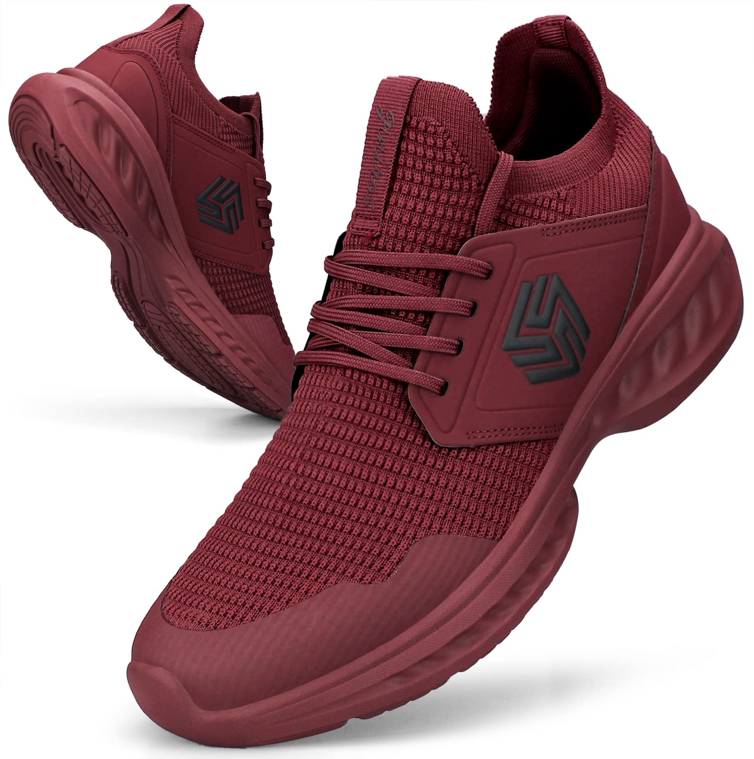 Giniros Mens Trainers Running Walking Shoes Lightweight Sport Athletic Gym Fitness Fashion Training Sneakers Casual Comfortable Breathable Flat Mesh Tennis Shoes Outdoor Jogging