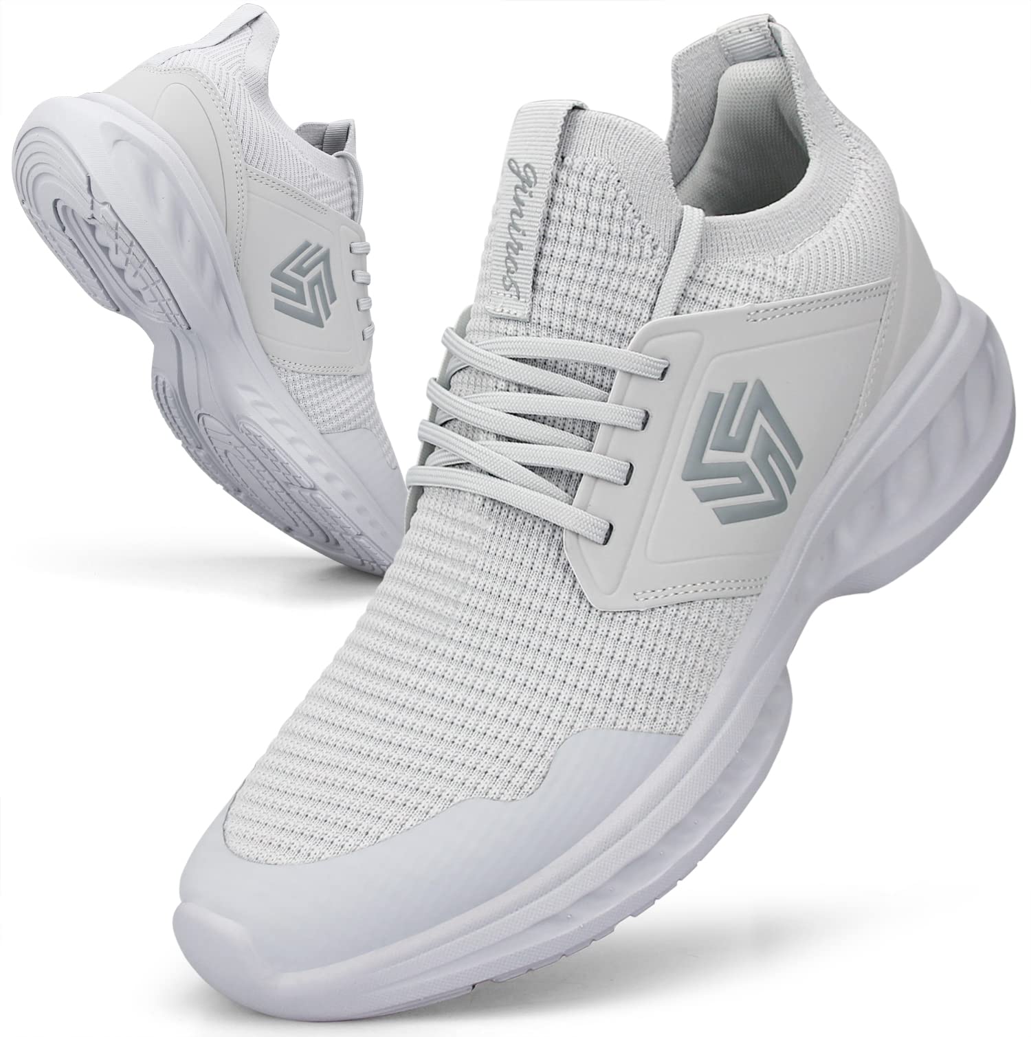 Giniros Mens Trainers Running Walking Shoes Lightweight Sport Athletic Gym Fitness Fashion Training Sneakers Casual Comfortable Breathable Flat Mesh Tennis Shoes Outdoor Jogging