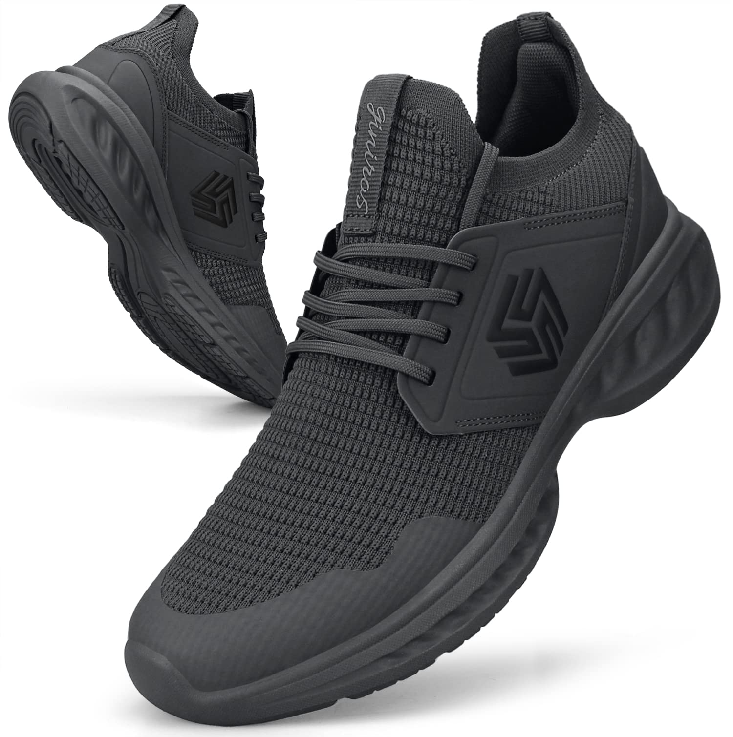 Giniros Mens Trainers Running Walking Shoes Lightweight Sport Athletic Gym Fitness Fashion Training Sneakers Casual Comfortable Breathable Flat Mesh Tennis Shoes Outdoor Jogging
